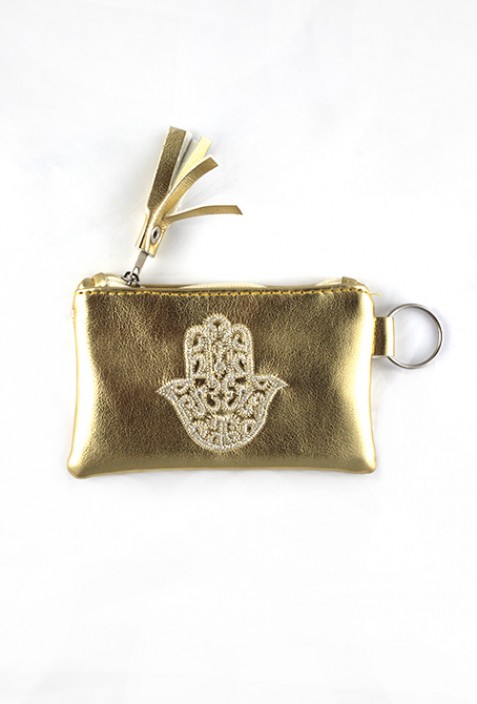 Gold hand pouch from Fatma