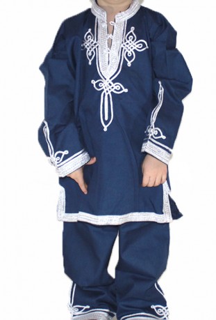 Djellaba enfant bleu foncé