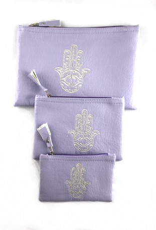 Lot de 3 pochettes mauve