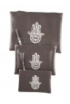 Set of 3 pockets brown