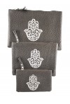 Conjunto de 3 bolsillos de cuero marrón
