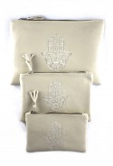 Lot de 3 pochettes beige