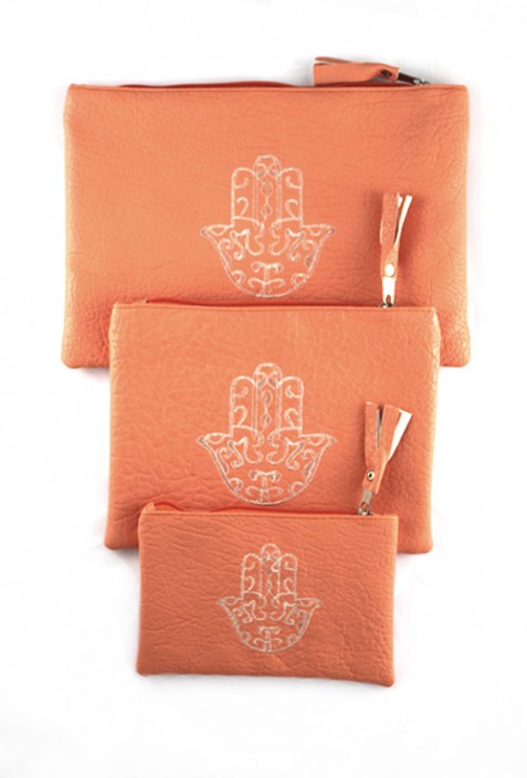 Lot de 3 pochettes rose pâle