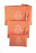 Lot de 3 pochettes saumon