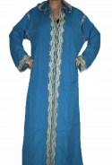 Djellaba femme bleue et or avec capuche