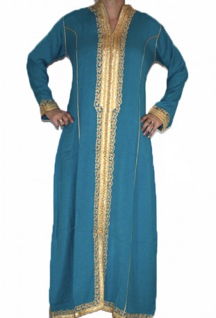 Djellaba femme vert et or