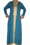 Djellaba femme vert foncé et or