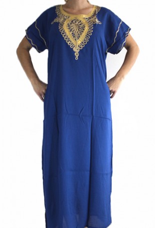 Djellaba blue woman and gold Sahara