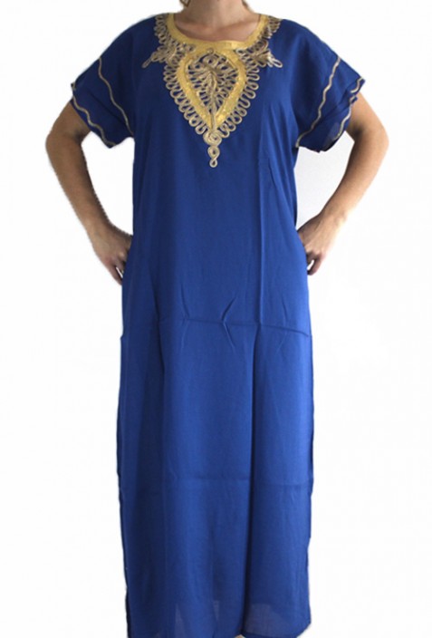 Djellaba blue woman and gold Sahara