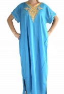 Kaftan blauen Himmel Frau und Gold Essaouira