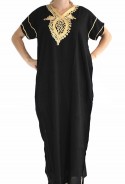 Kaftan schwarze Frau und Gold Essaouira