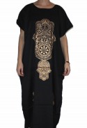 Djellaba black for woman hand of fatma