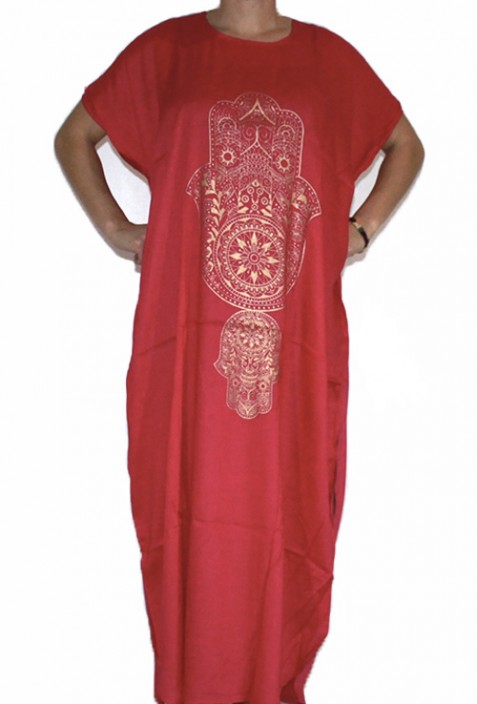 Djellaba femme rouge main de fatma