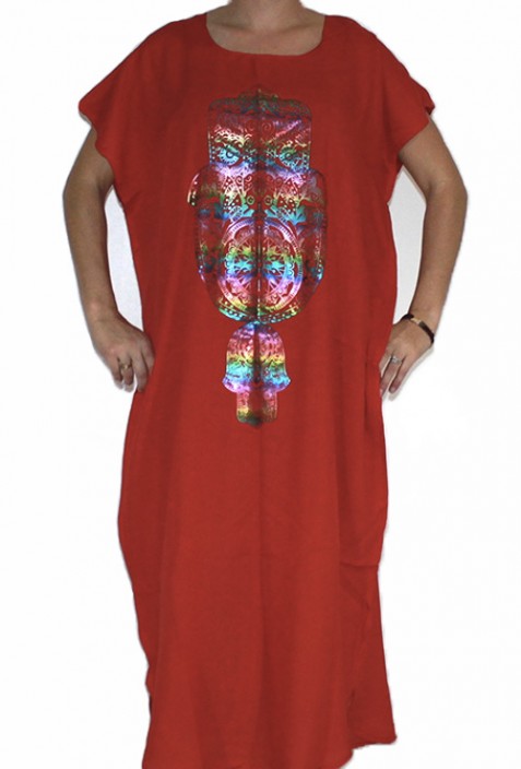 Djellaba femme rouge main de fatma arc en ciel Djellaba femme