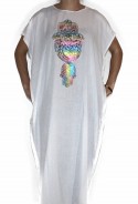 Weiß Djellaba Frau Hand Fatma Regenbogen
