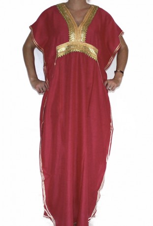 Djellaba red and gold woman
