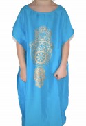 Djellaba fille enfant bleu ciel