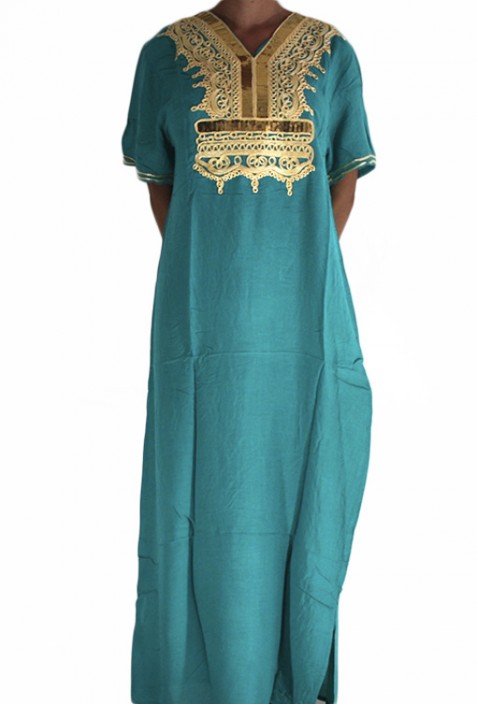 Djellaba green woman with sequins