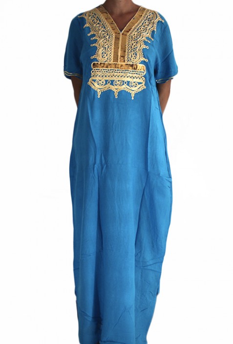 Djellaba femme bleue à paillettes