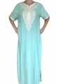 Djellaba woman green water with embroidery and shiny