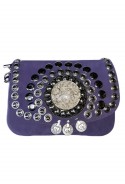 Purple suede leather handbag
