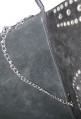 Purple suede leather handbag