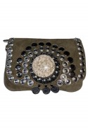 Bolso de mano en piel de ante caqui
