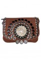 Brown suede leather handbag
