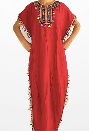 Djellaba red woman with pompon 2019