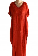 Djellaba femme rouge tricot brodée