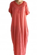 Djellaba femme rose tricot brodée