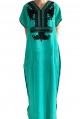Djellaba femme turquoise à paillettes noires