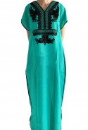 Djellaba caftan mujer verde con brillo negro