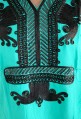 Djellaba femme turquoise à paillettes noires