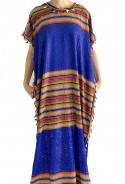 Djellaba woman blue and gold with tassels