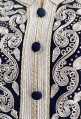 Djellaba woman night blue white embroidery and pearls