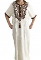 Djellaba white woman with brown embroidery and pearls