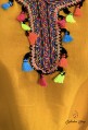 Yellow woman djellaba with kaftan pompoms