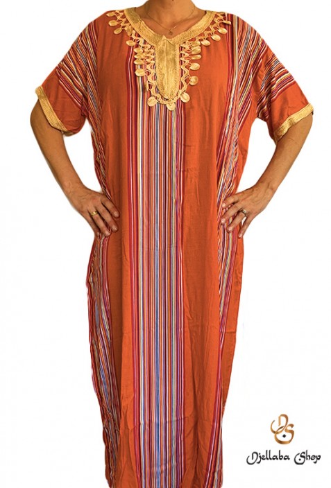 Traditioneller orangefarbener Kaftan Djellaba 2021