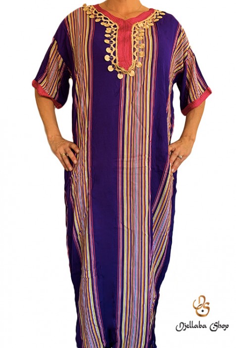 Traditioneller violettfarbener Kaftan Djellaba 2021