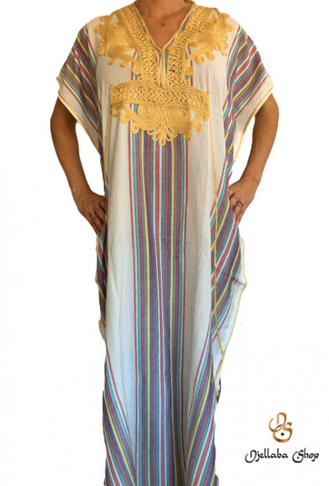 Women's white 2021 kaftan with golden embroidery