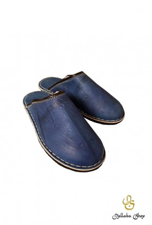 Blue leather slippers