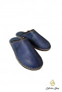 Blue leather slippers