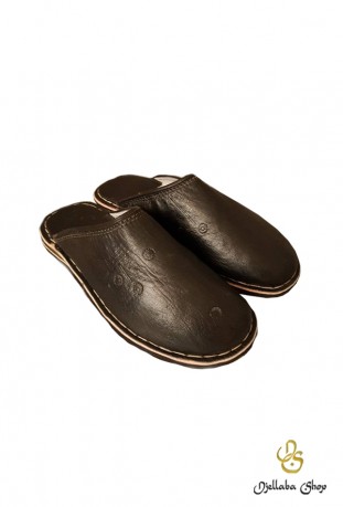 Brown leather slippers