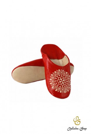 Slippers woman red genuine leather