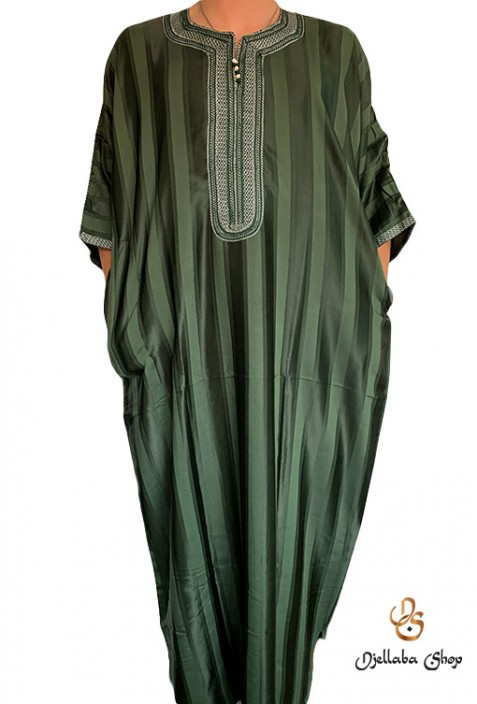 Djellaba Kaftan Mann grün gestreift