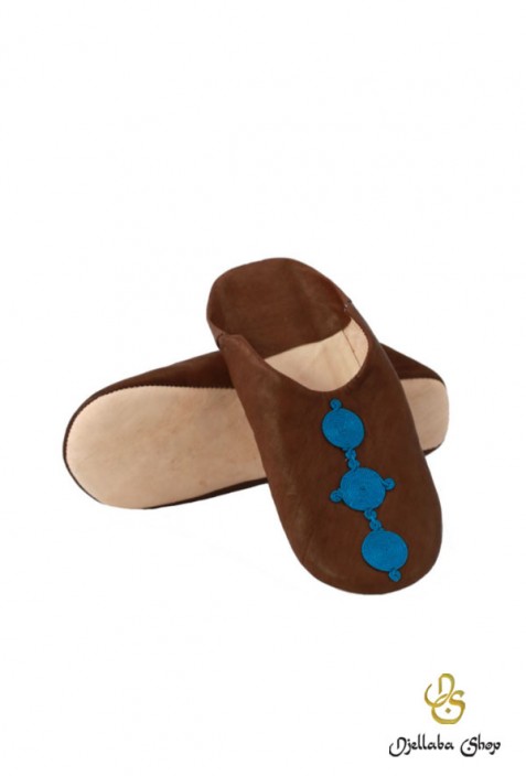 Babouches enfant cuir marron