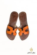 Women's orange leather sandals