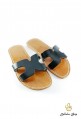 Women's black leather sandals