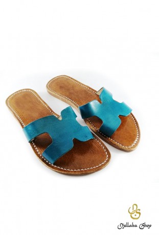 Blaue Ledersandalen für Damen